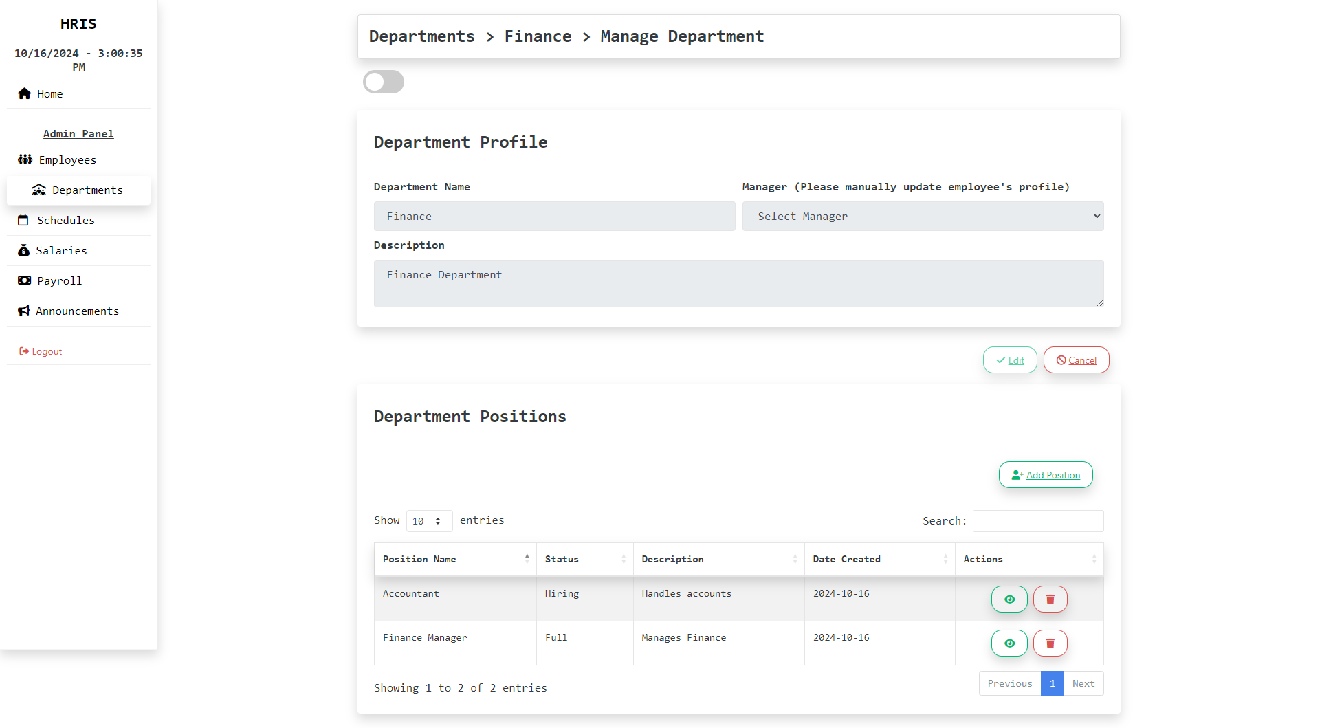 Editing Department's Info